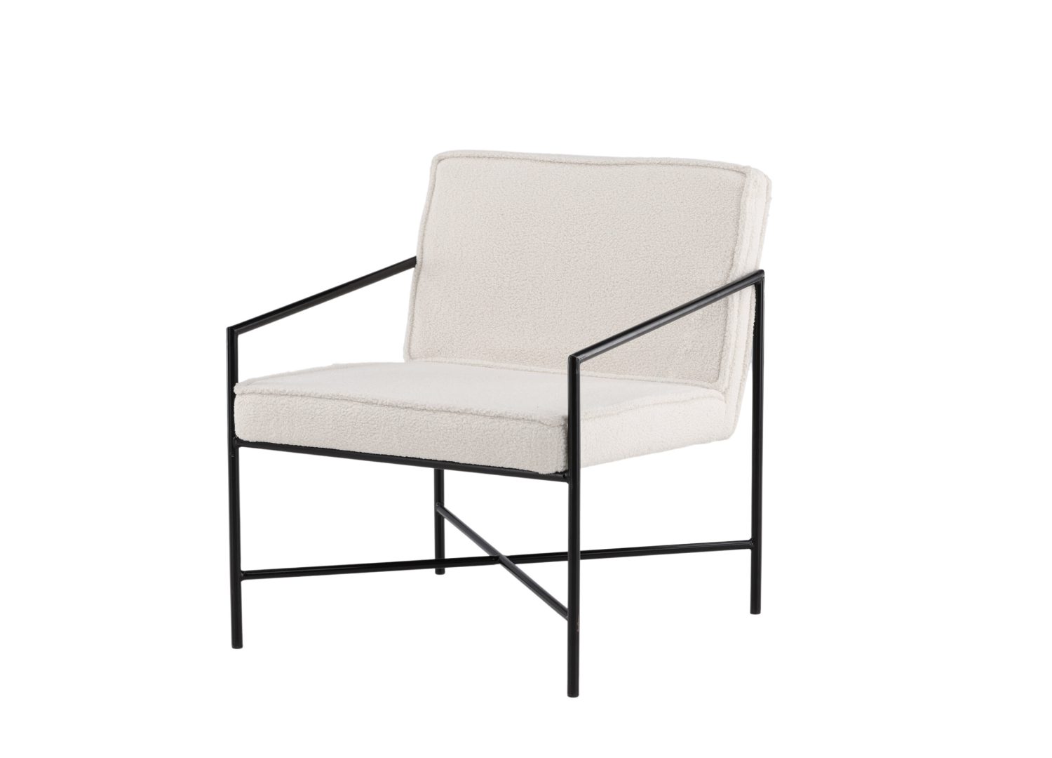 Fauteuil Rakel en tissu teddy blanc cassé vu sous un autre angle
