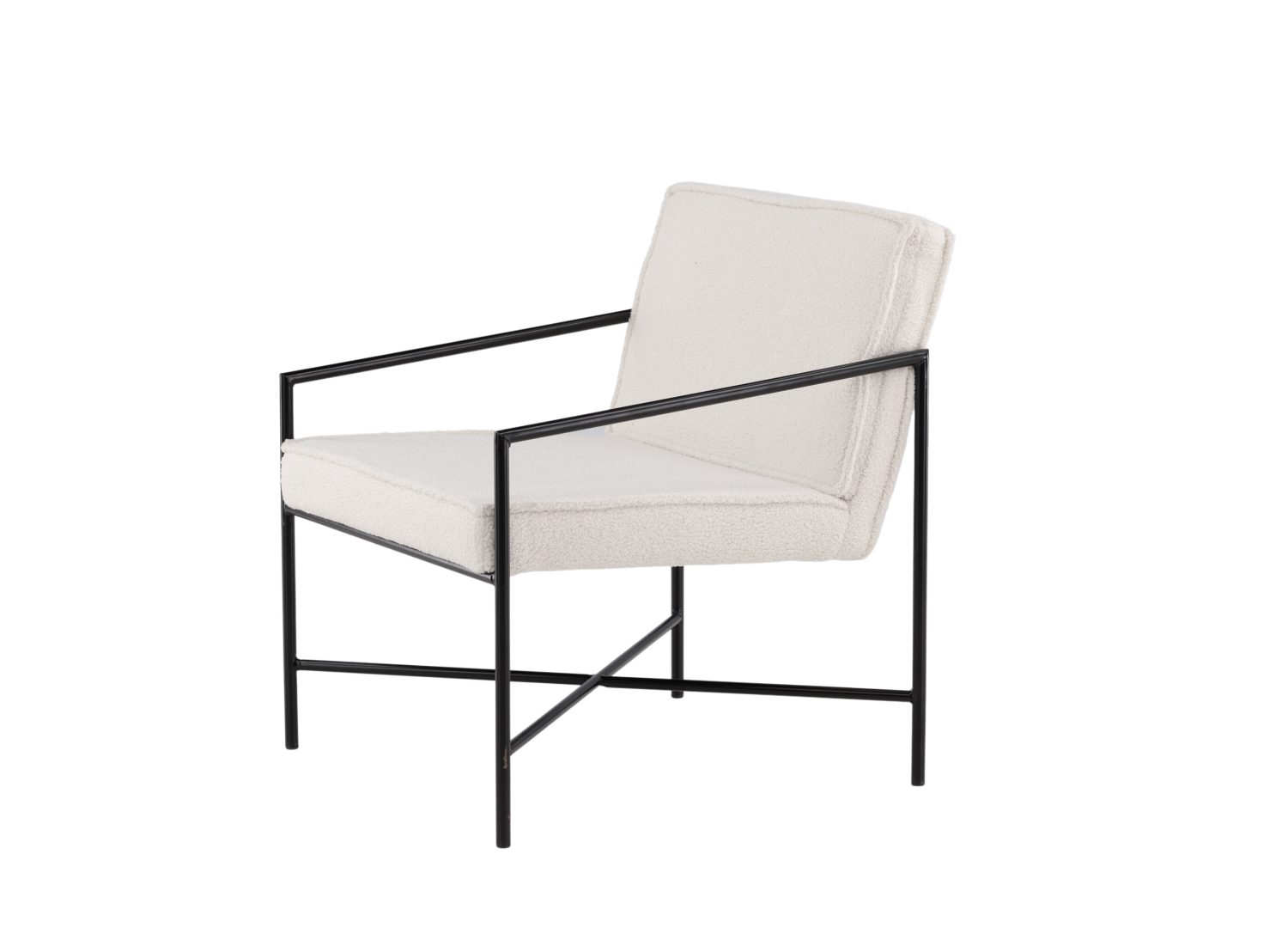 Vue produit du fauteuil Rakel en tissu teddy blanc cassé