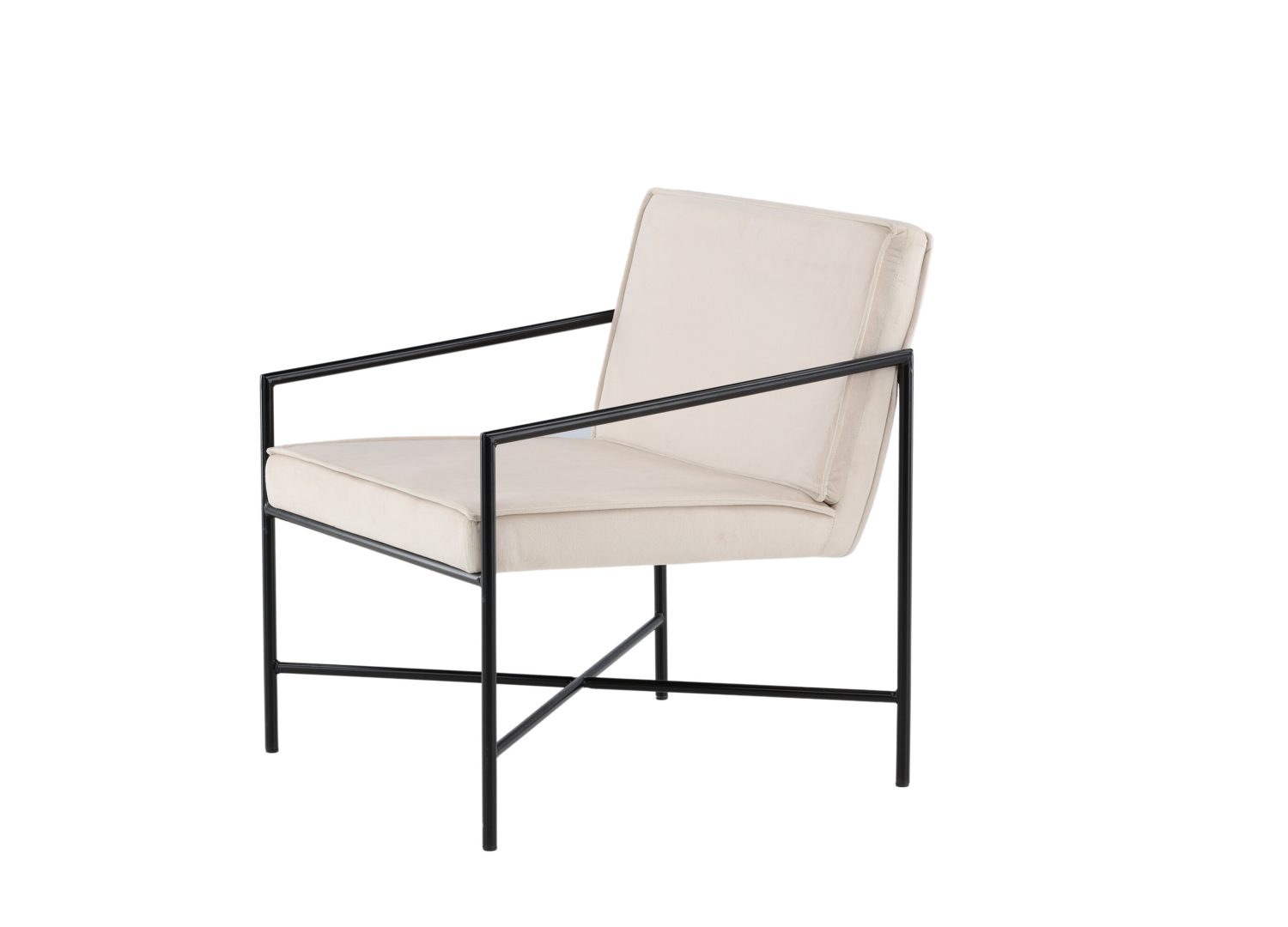 Vue produit du fauteuil Rakel en velours beige