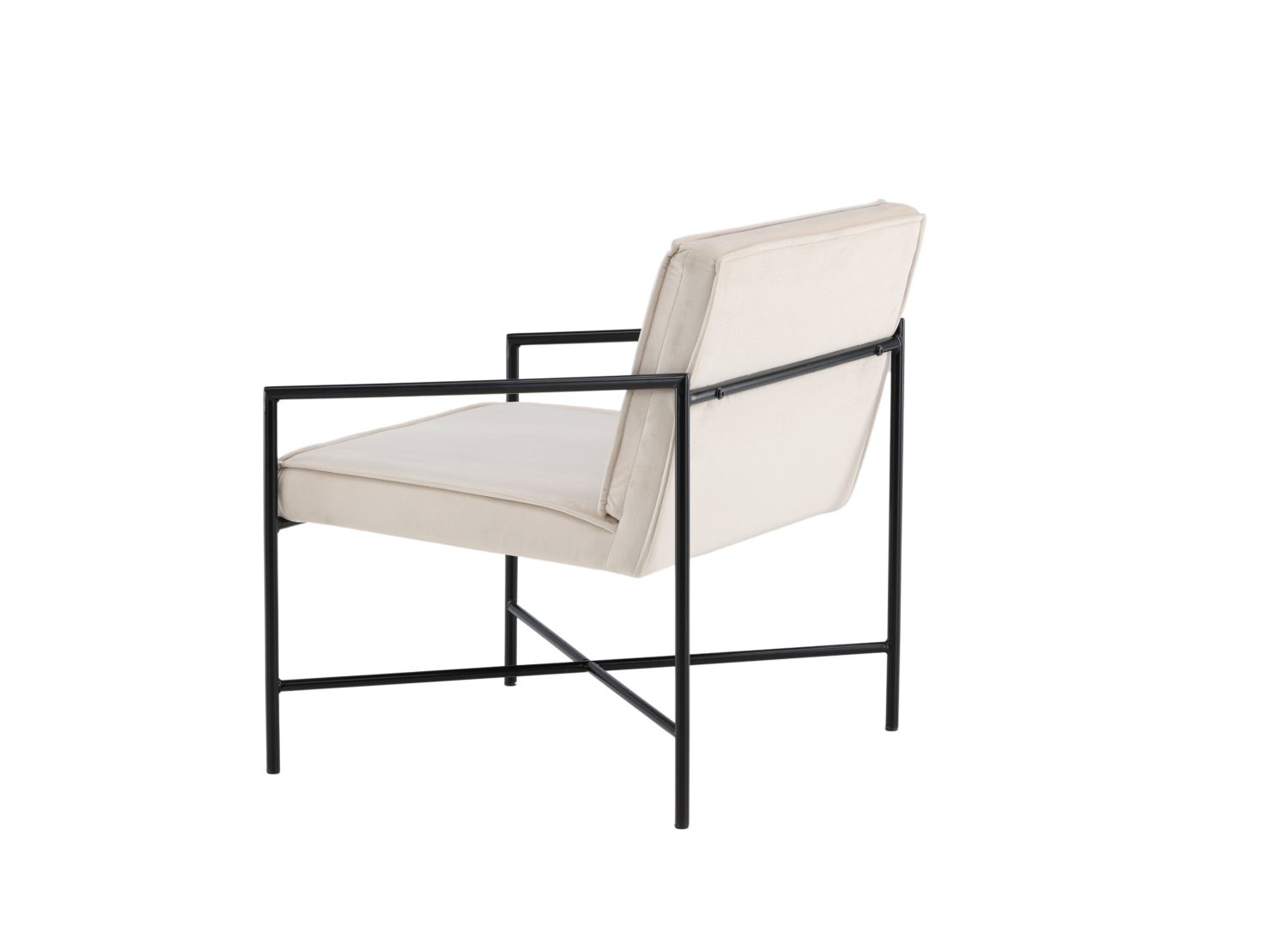 Fauteuil Rakel en velours beige vu sous un autre angle