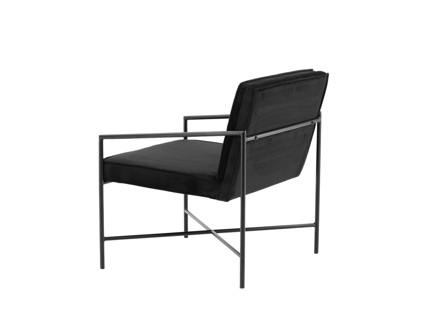 Fauteuil Rakel en velours noir vu sous un autre angle