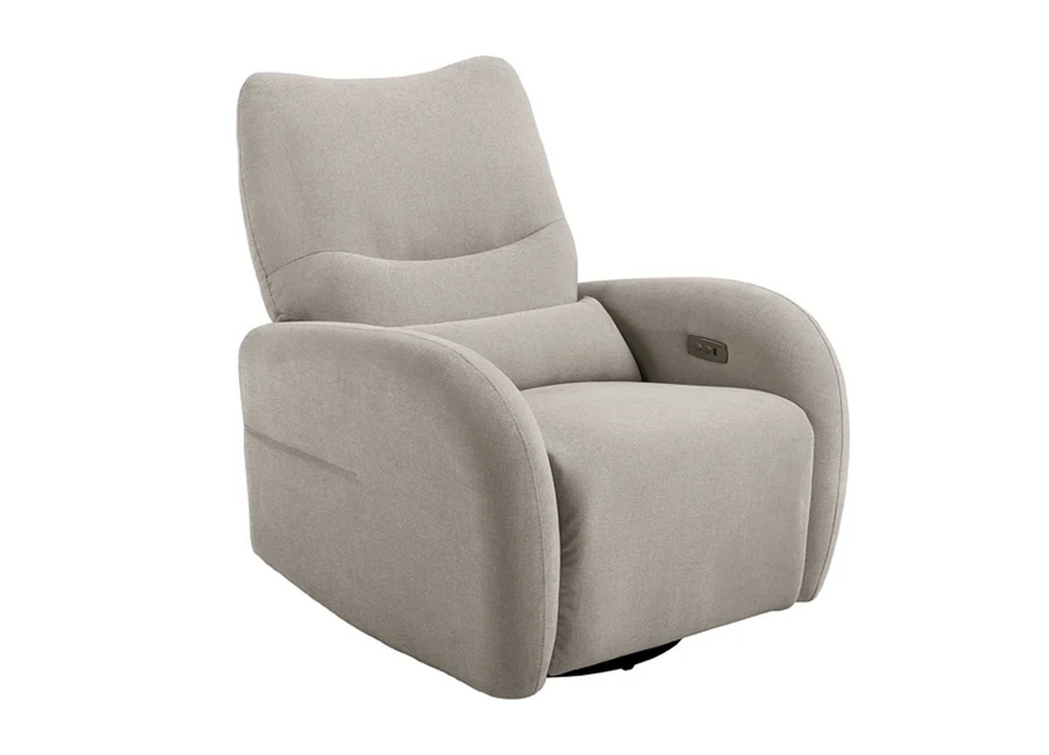Fauteuil relax électrique Vélyos greige pivotant à 360 degrés sur fond blanc