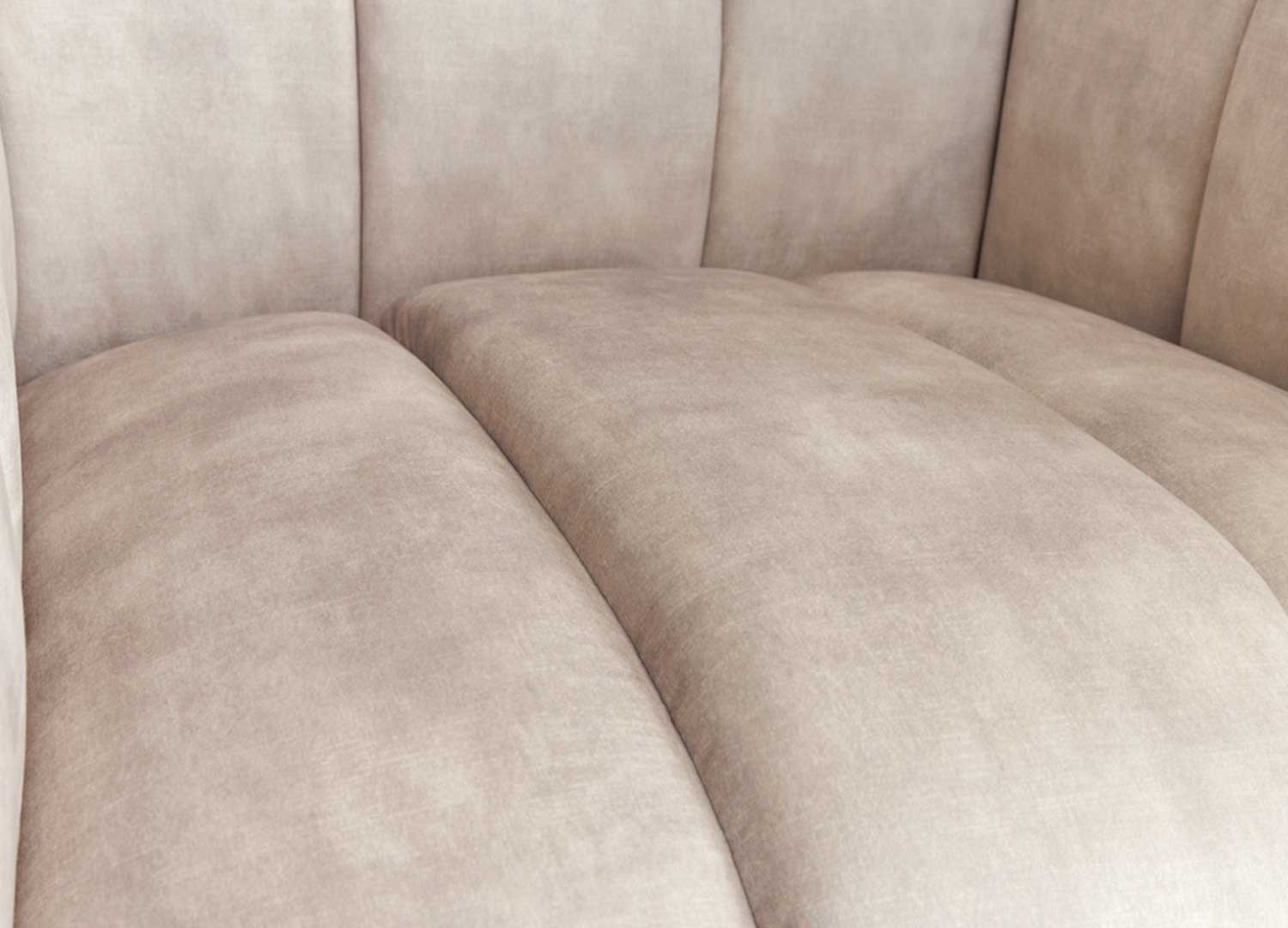 Fauteuil rétro velours matelassé champagne