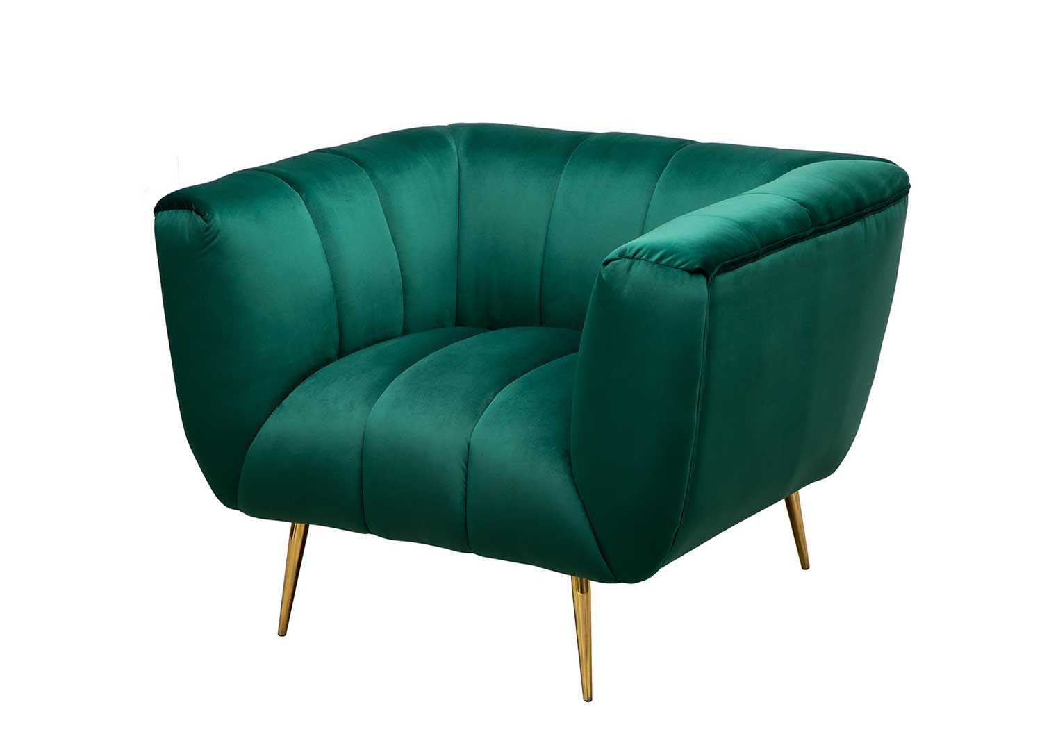 Fauteuil rétro velours matelassé vert