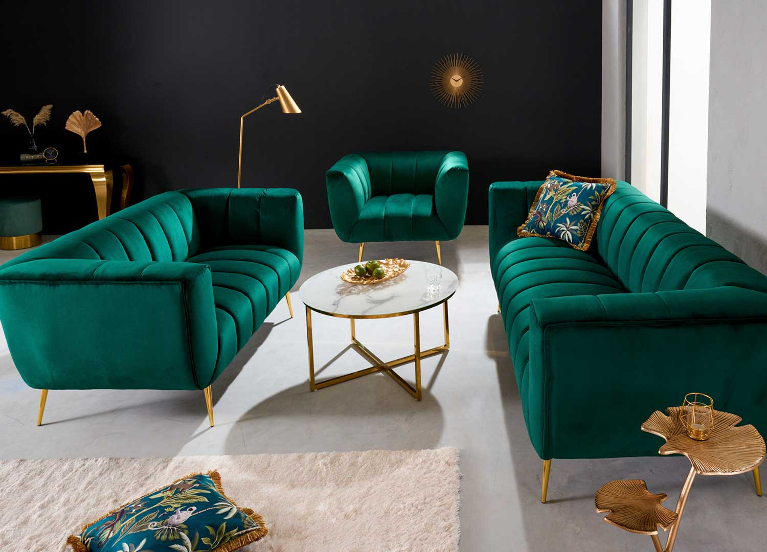 Fauteuil rétro velours matelassé vert