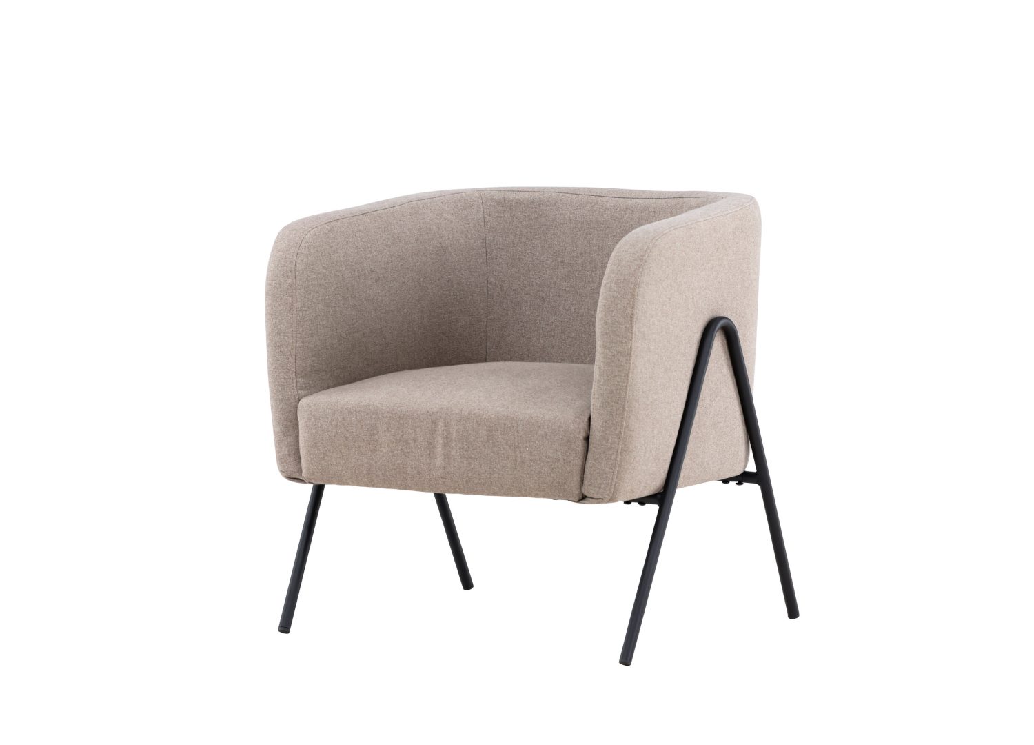 Fauteuil Rika en tissu beige vu sous un autre angle
