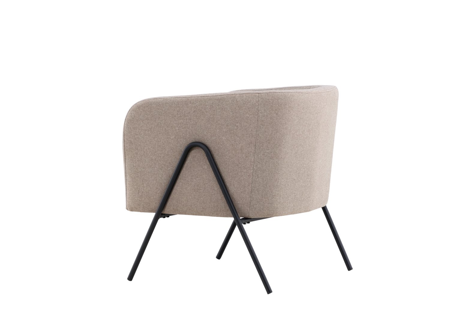 Fauteuil Rika en tissu beige vu sous un autre angle