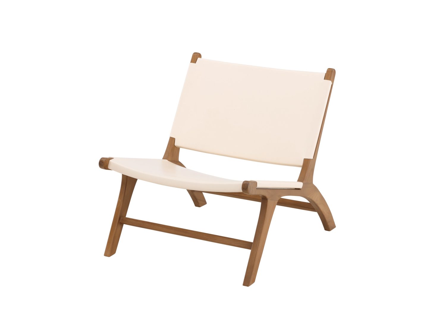 Fauteuil Rike en similicuir beige vu sous un autre angle