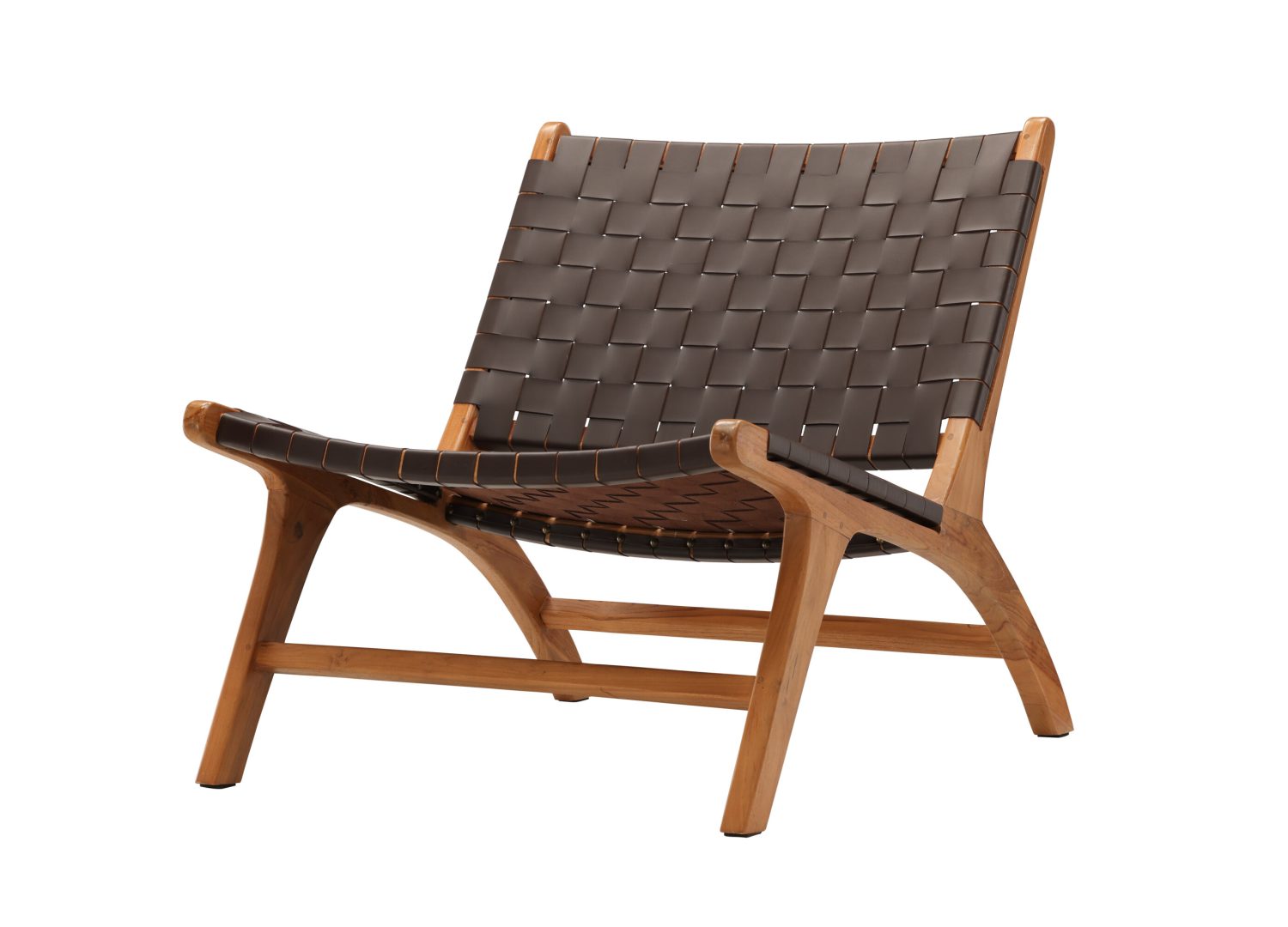Fauteuil Rike en similicuir marron vu sous un autre angle