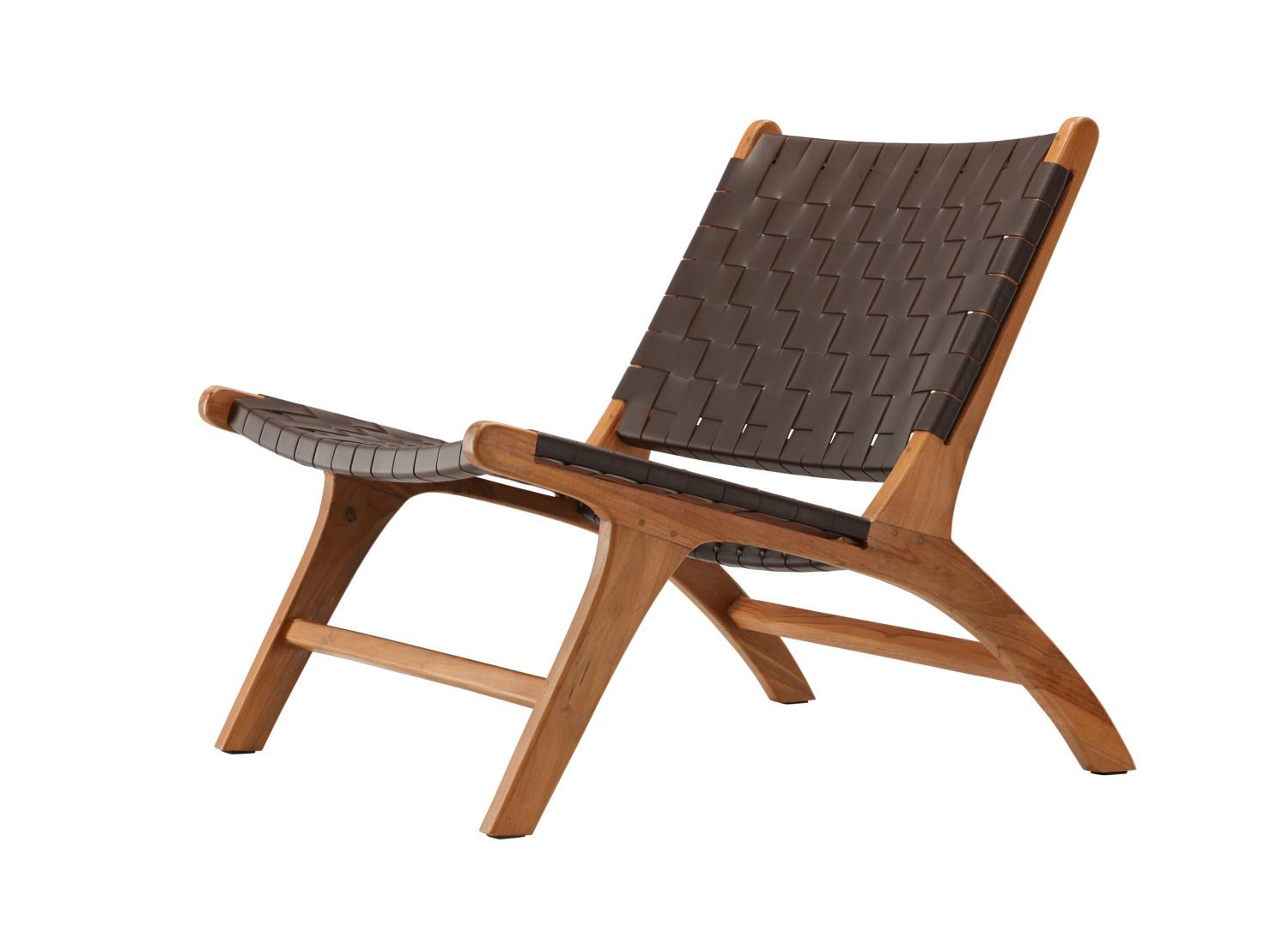Vue produit du fauteuil Rike en similicuir marron
