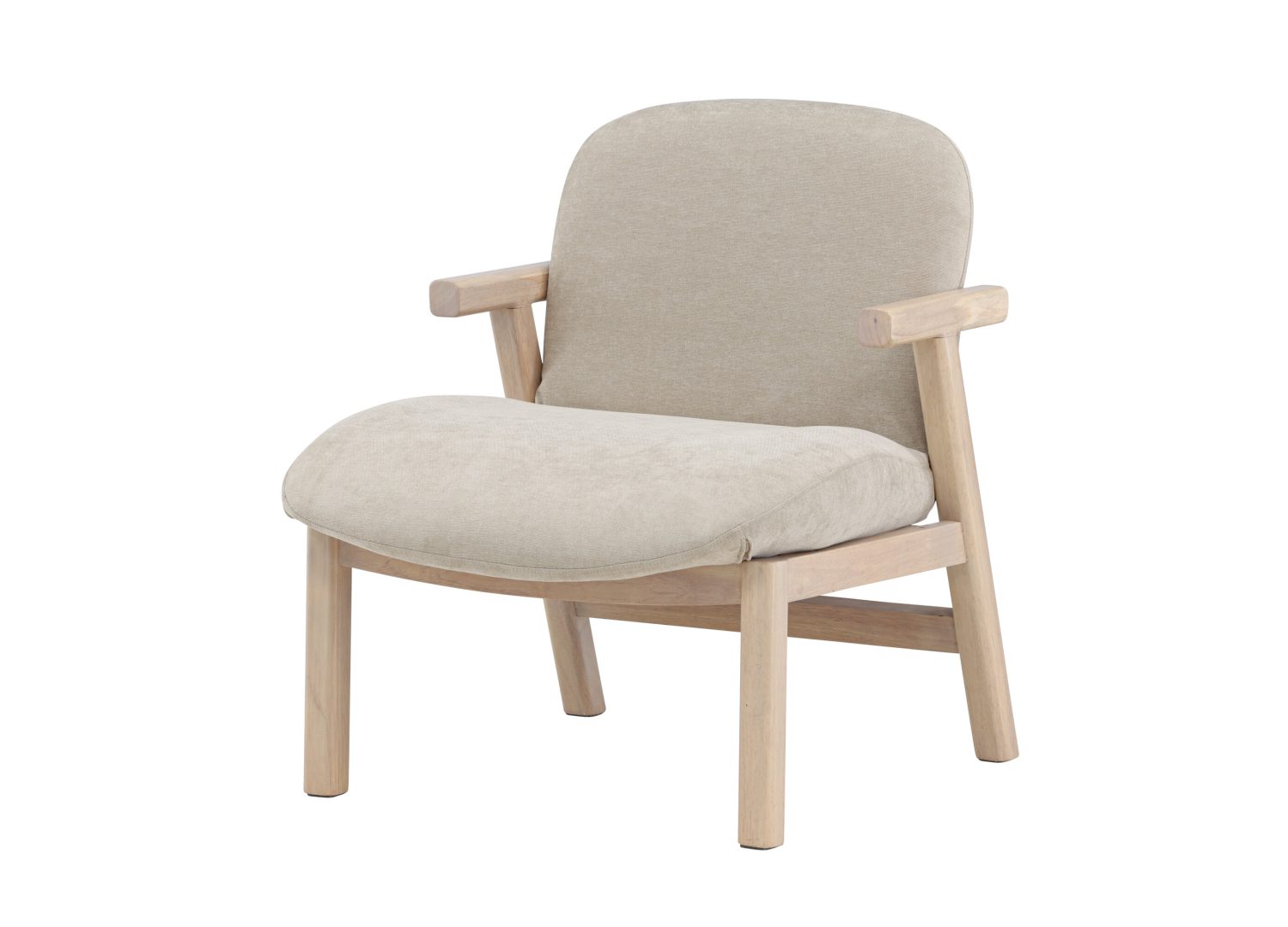 Fauteuil Rile en tissu beige vu sous un autre angle