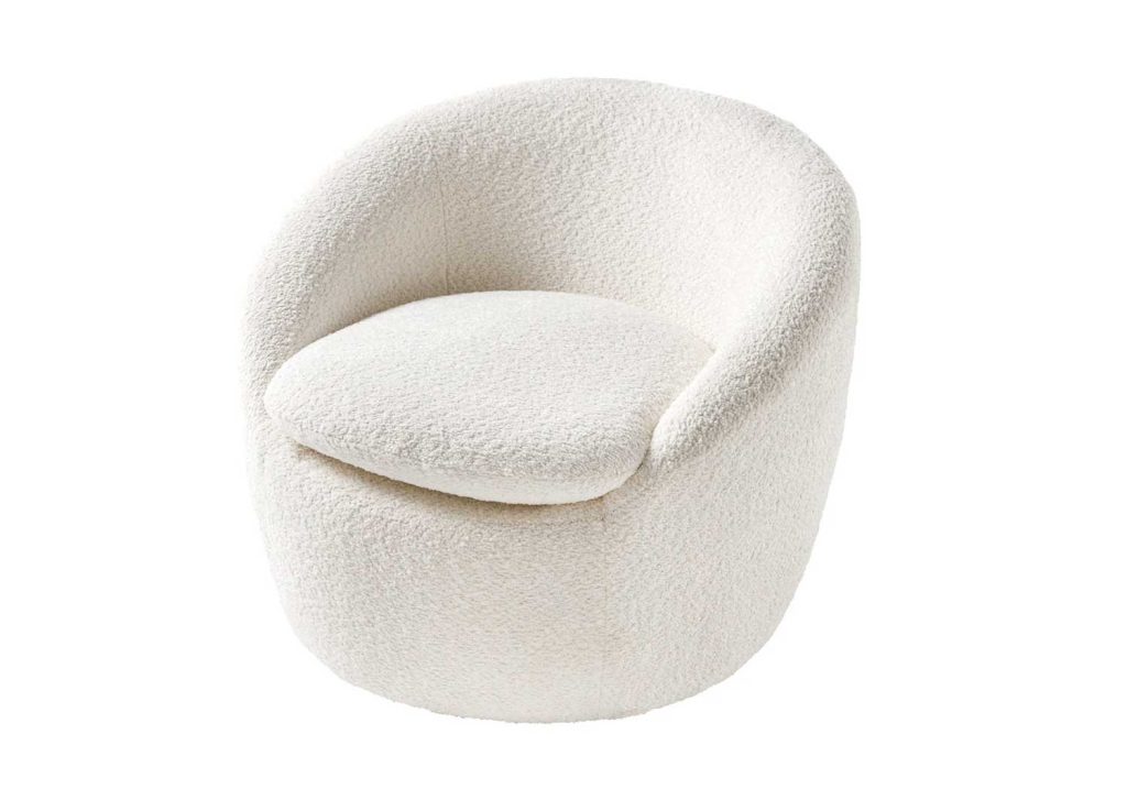 Fauteuil rotatif bouclé blanc Mirea