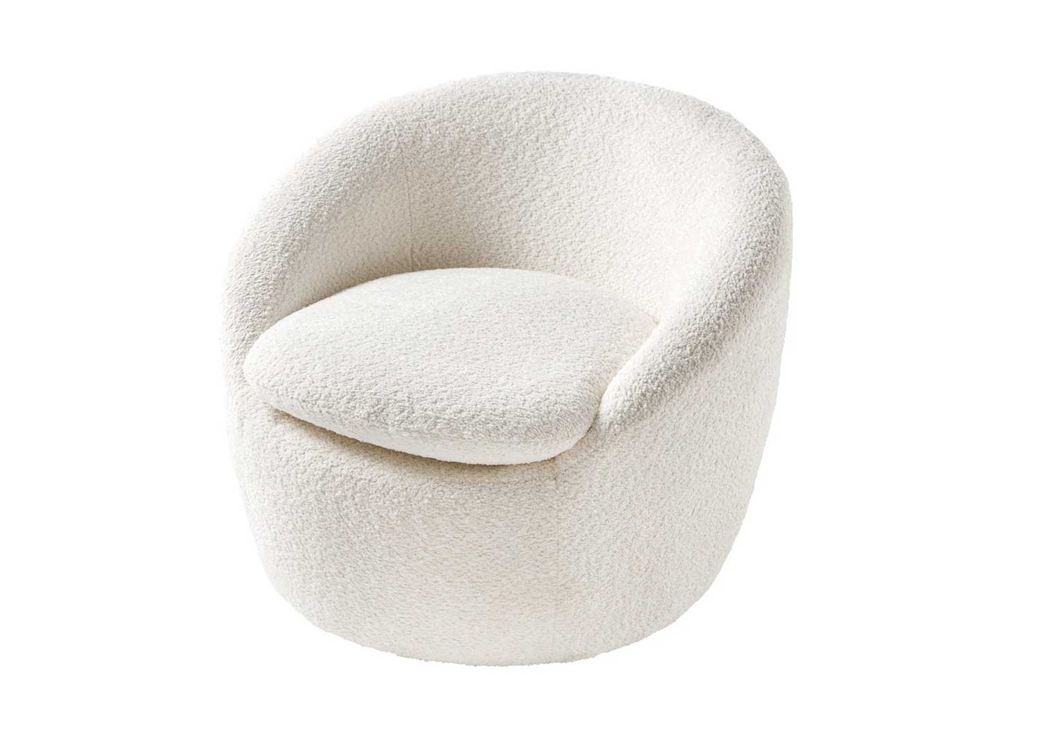 Fauteuil rotatif bouclé blanc Mirea