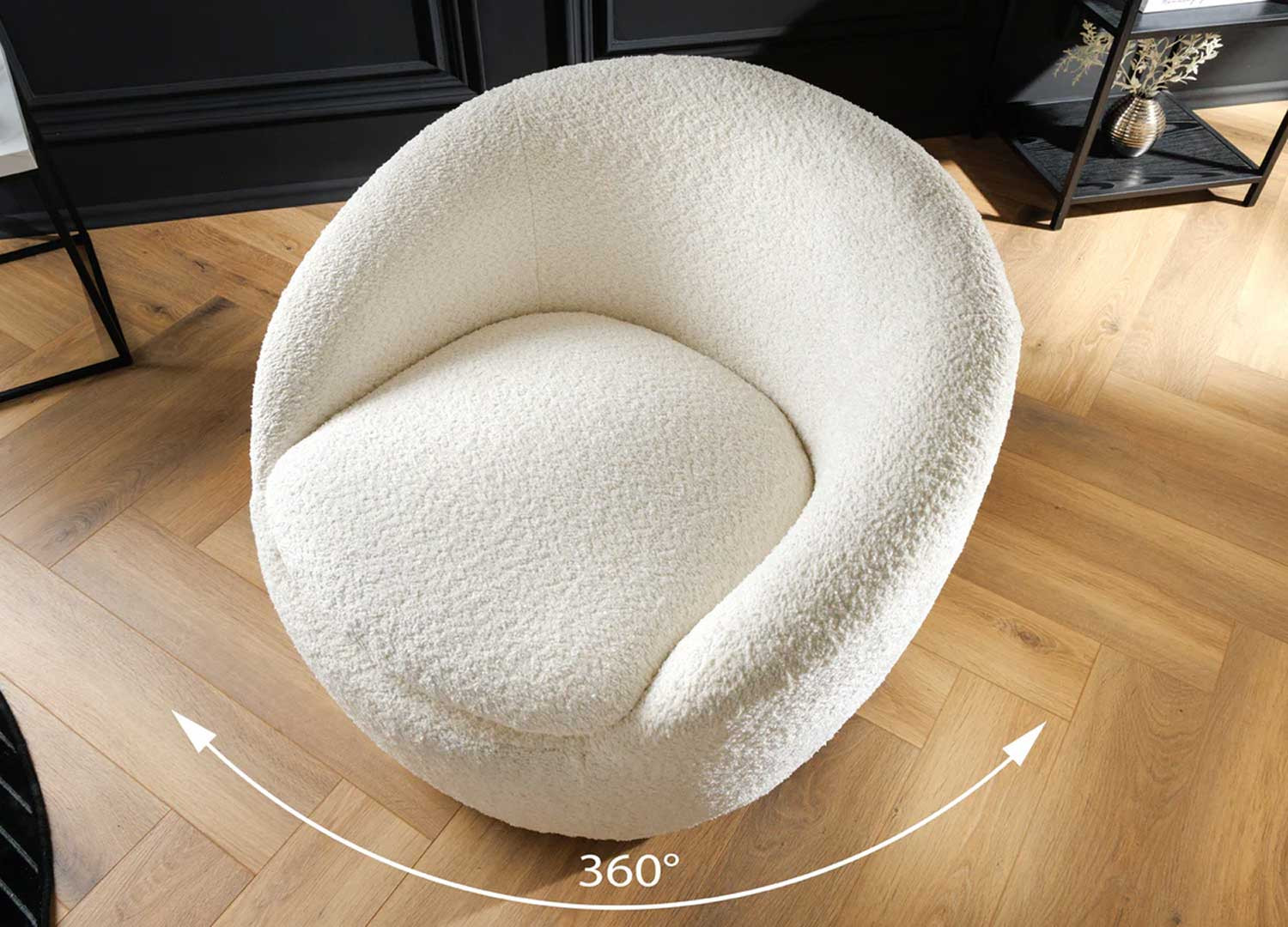 Fauteuil rotatif bouclé blanc Mirea