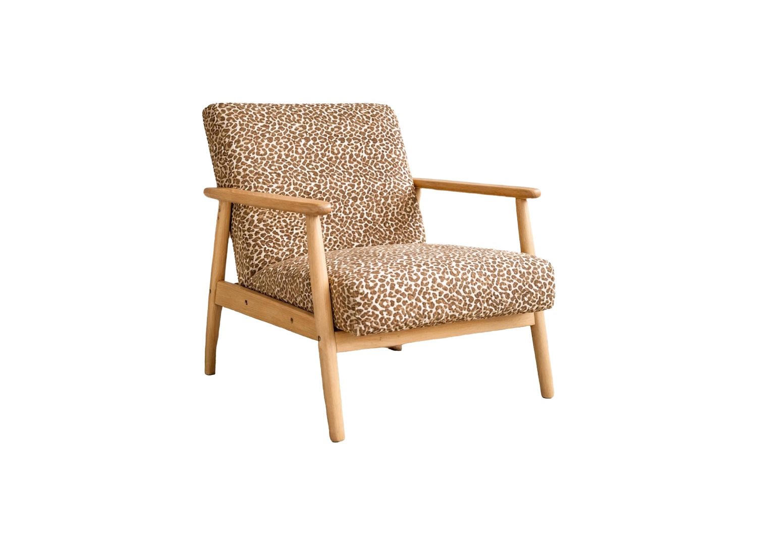 Fauteuil Runbert en tissu marron vu sous un autre angle