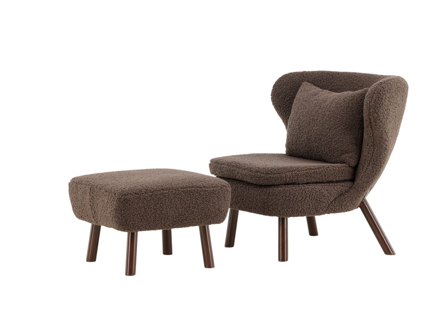 Vue produit du fauteuil Ryxö en tissu teddy marron