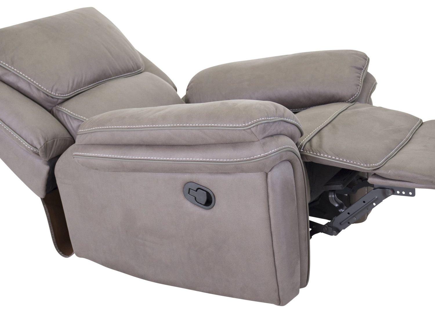 Fauteuil Saranda en microfibre gris vu sous un autre angle