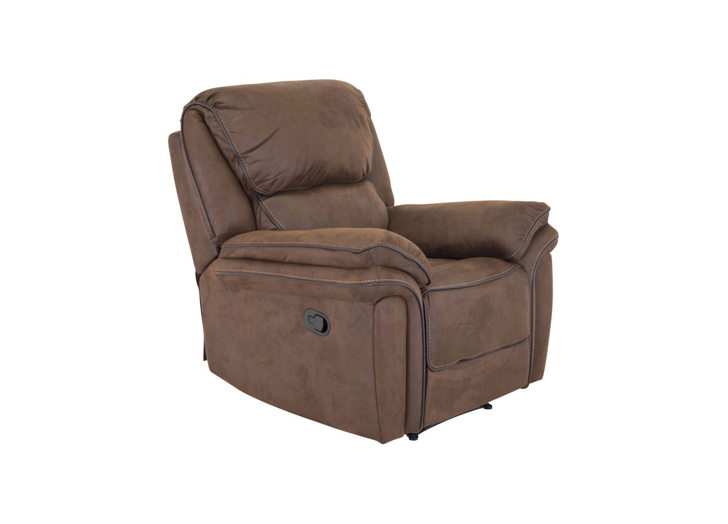 Fauteuil Saranda en microfibre marron vu sous un autre angle