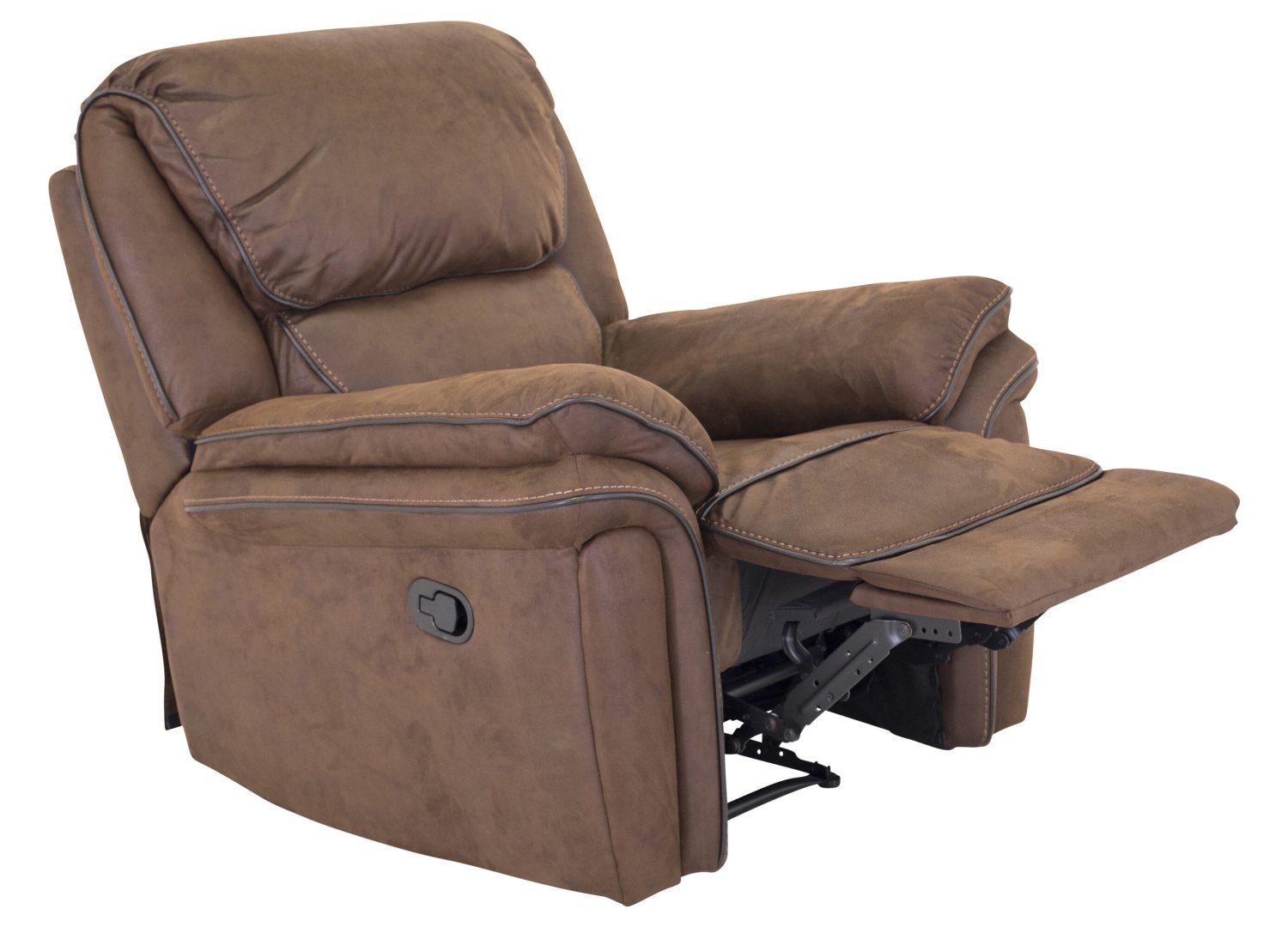 Vue produit du fauteuil Saranda en microfibre marron