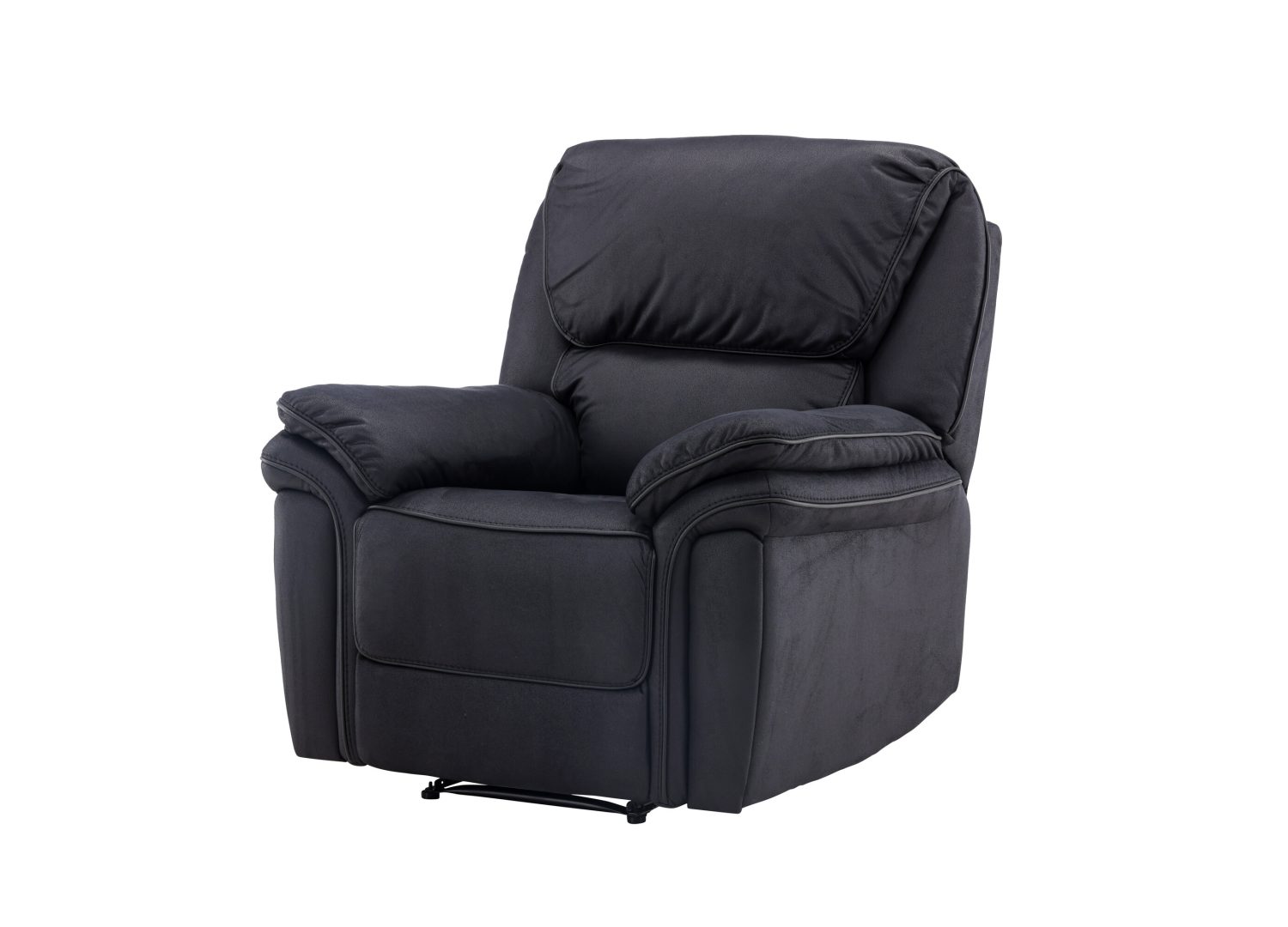Fauteuil Saranda en microfibre noir vu sous un autre angle
