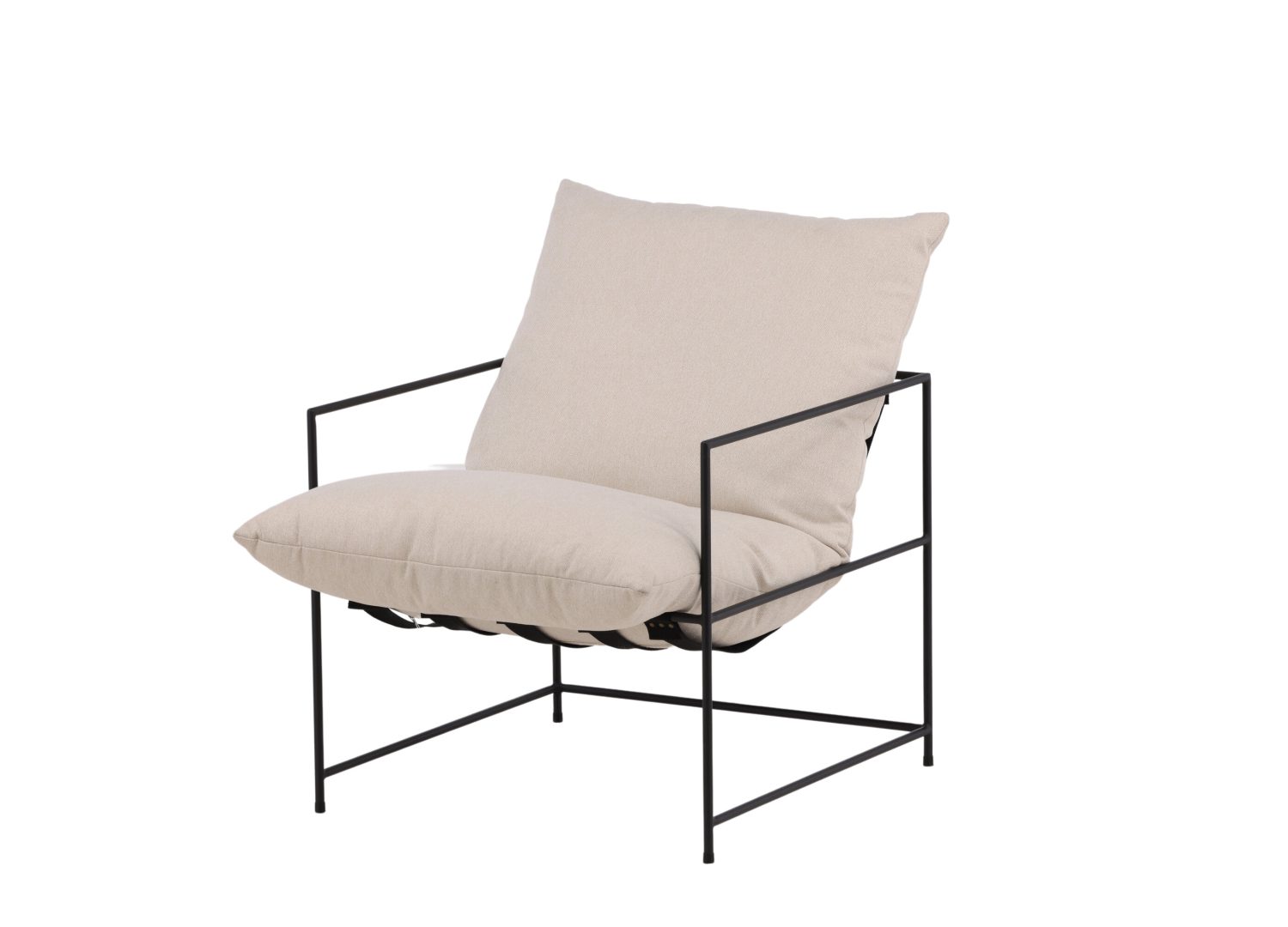 Fauteuil Sedalia en tissu effet lin blanc vu sous un autre angle