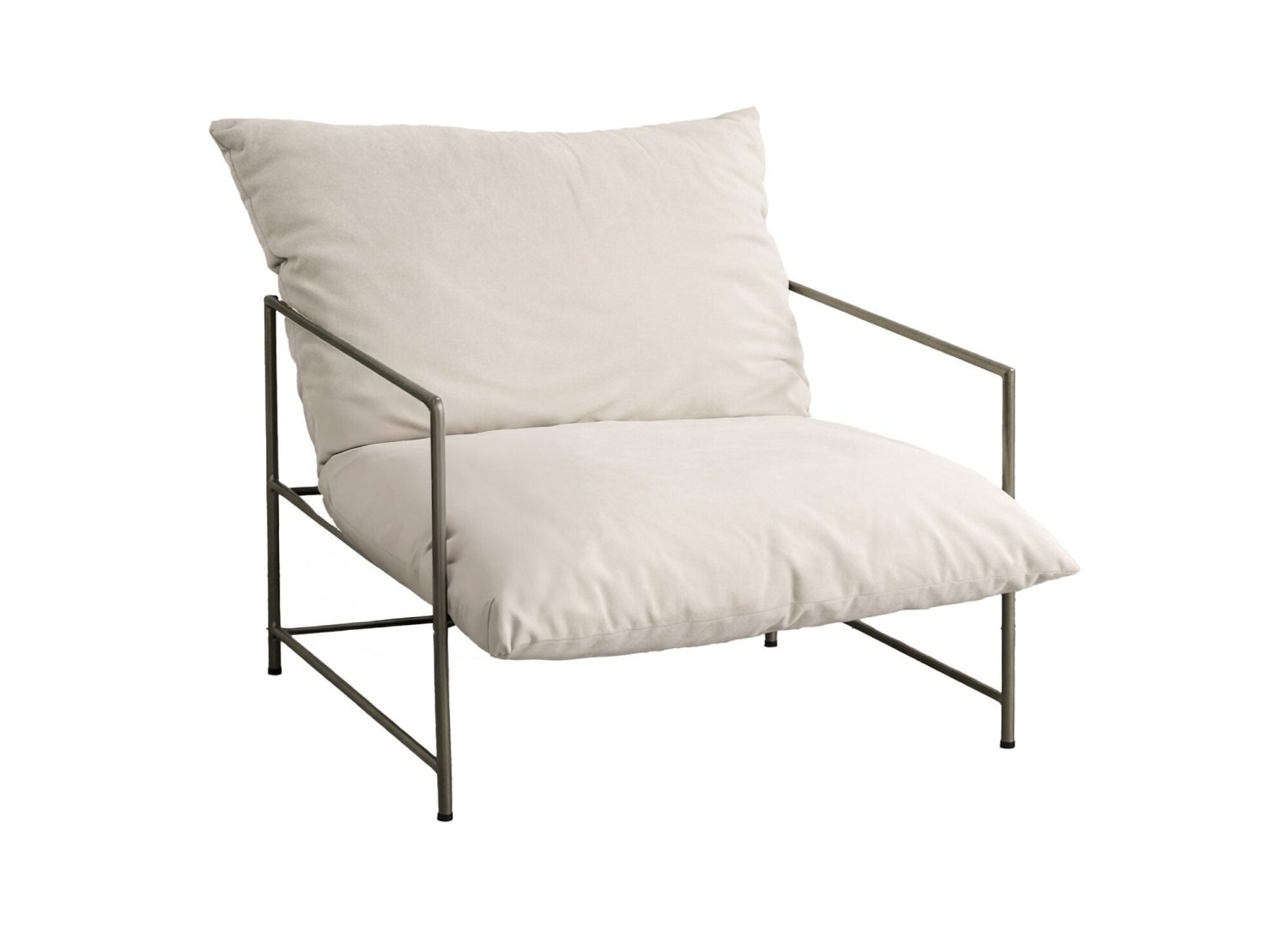 Fauteuil Sedalia en velours beige vu sous un autre angle