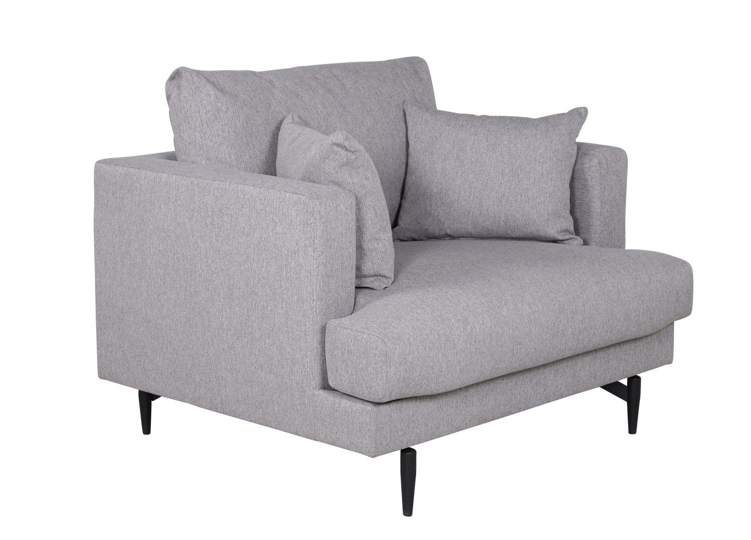 Fauteuil Sofia en tissu gris vu sous un autre angle