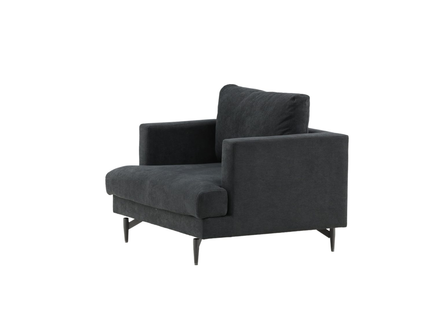 Vue produit du fauteuil Sofia en tissu noir