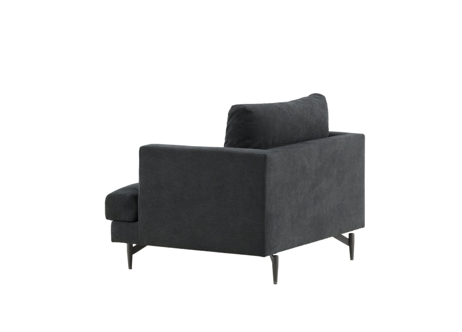 Fauteuil Sofia en tissu noir vu sous un autre angle
