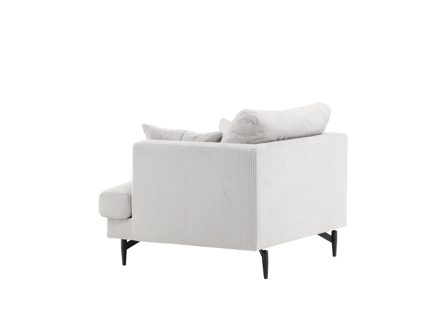 Fauteuil Sofia en velours côtelé beige vu sous un autre angle