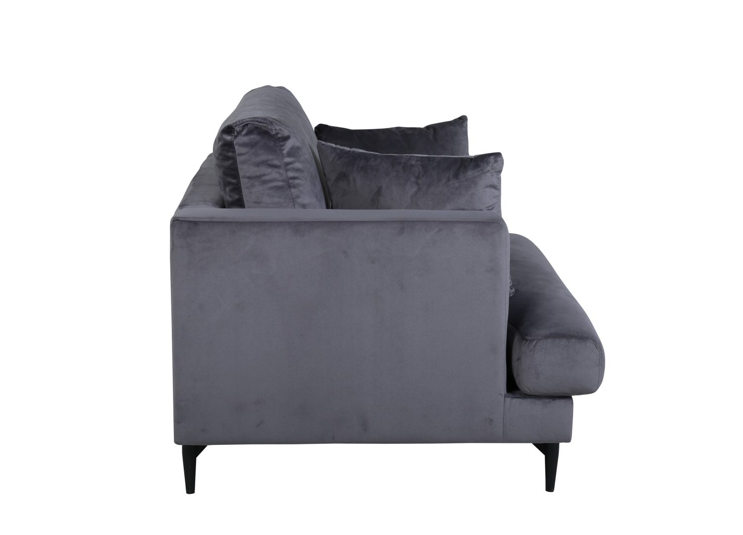 Vue produit du fauteuil Sofia en velours gris foncé