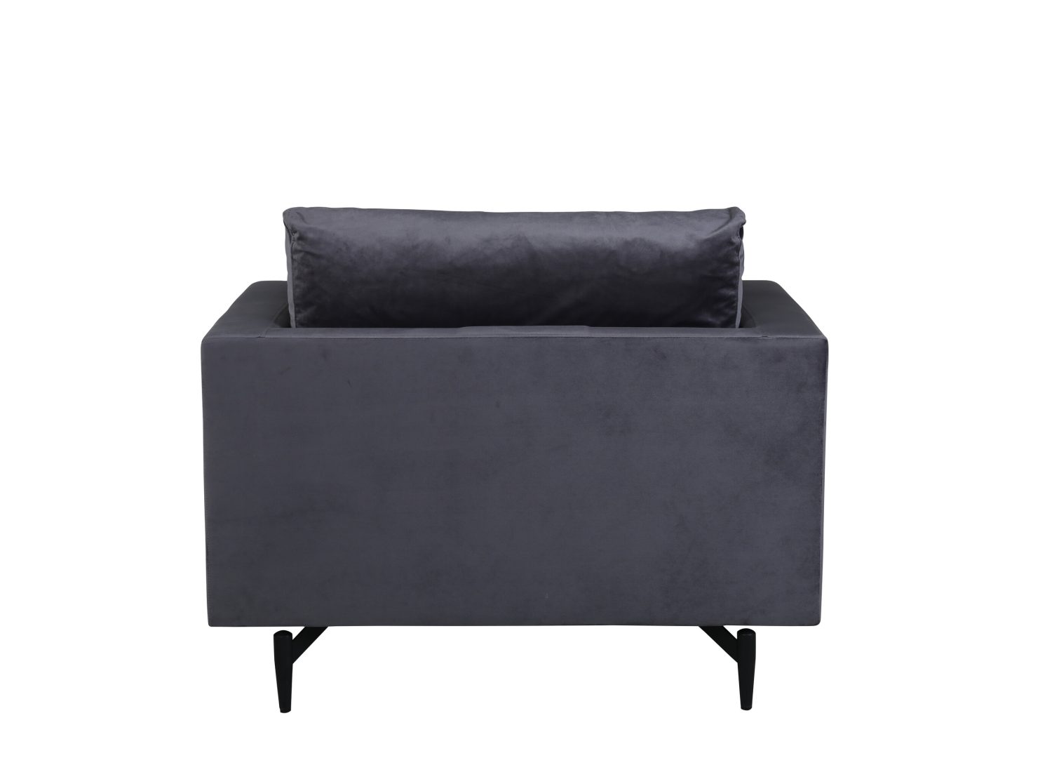 Fauteuil Sofia en velours gris foncé vu sous un autre angle