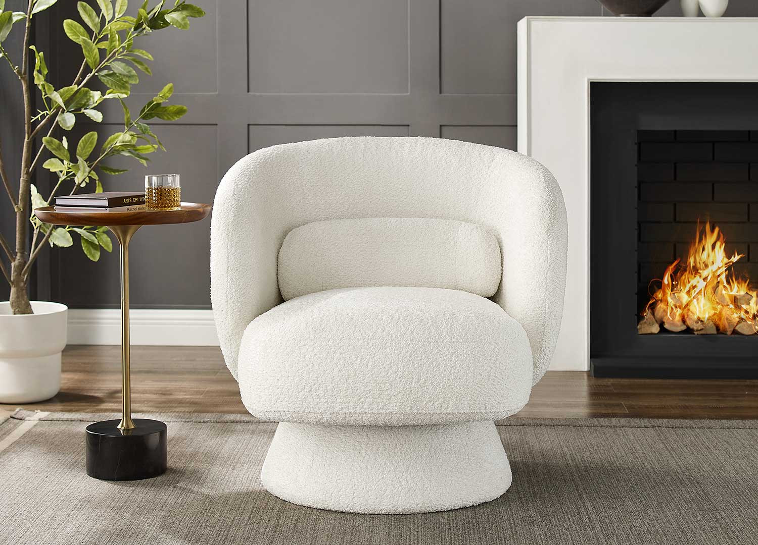 Fauteuil teddy blanc pivotant