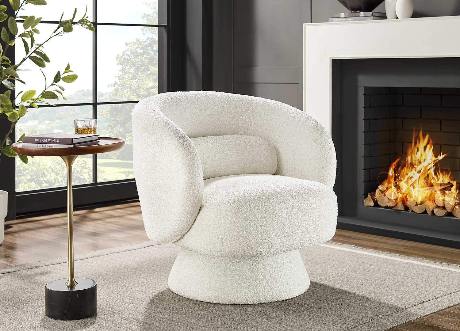 Fauteuil teddy blanc pivotant