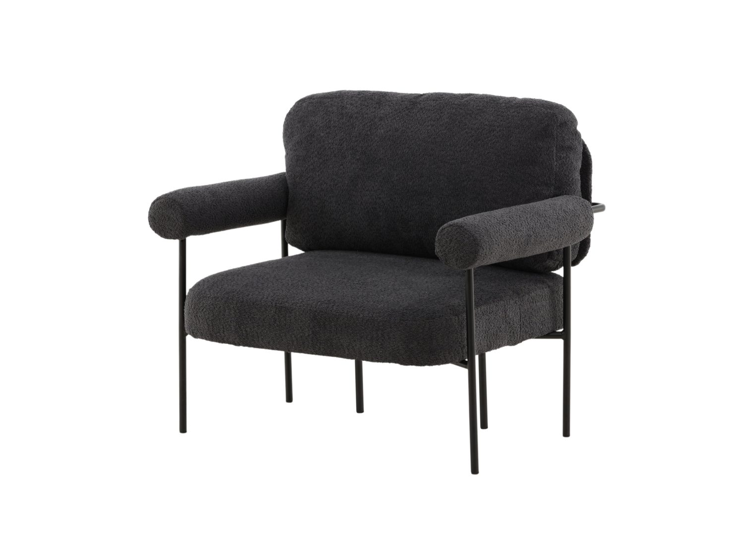 Fauteuil Tillberga x Josefin Lustig en tissu gris foncé vu sous un autre angle