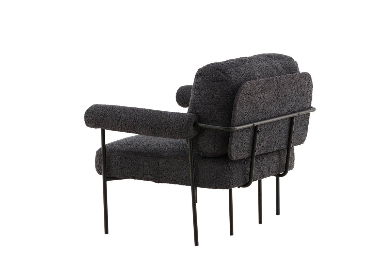 Fauteuil Tillberga x Josefin Lustig en tissu gris foncé vu sous un autre angle