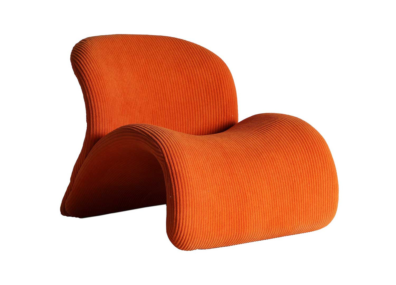 Fauteuil tissu côtelé orange Greta