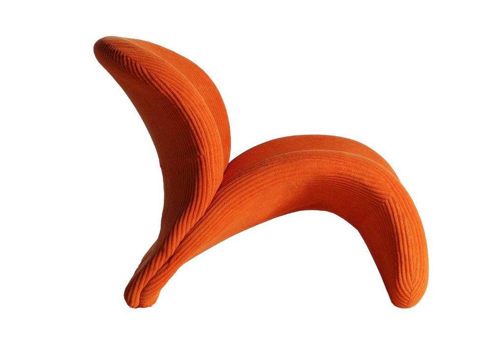 Fauteuil tissu côtelé orange Greta