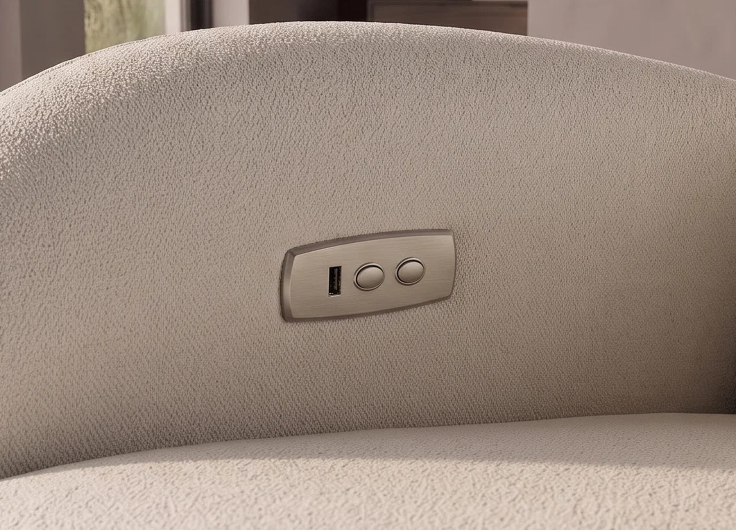 Commandes électriques et port USB du fauteuil Vélyos beige