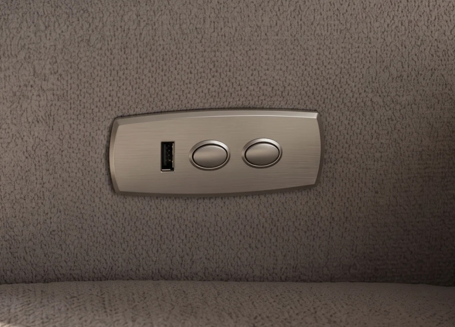 Commandes électriques et port USB du fauteuil Vélyos greige