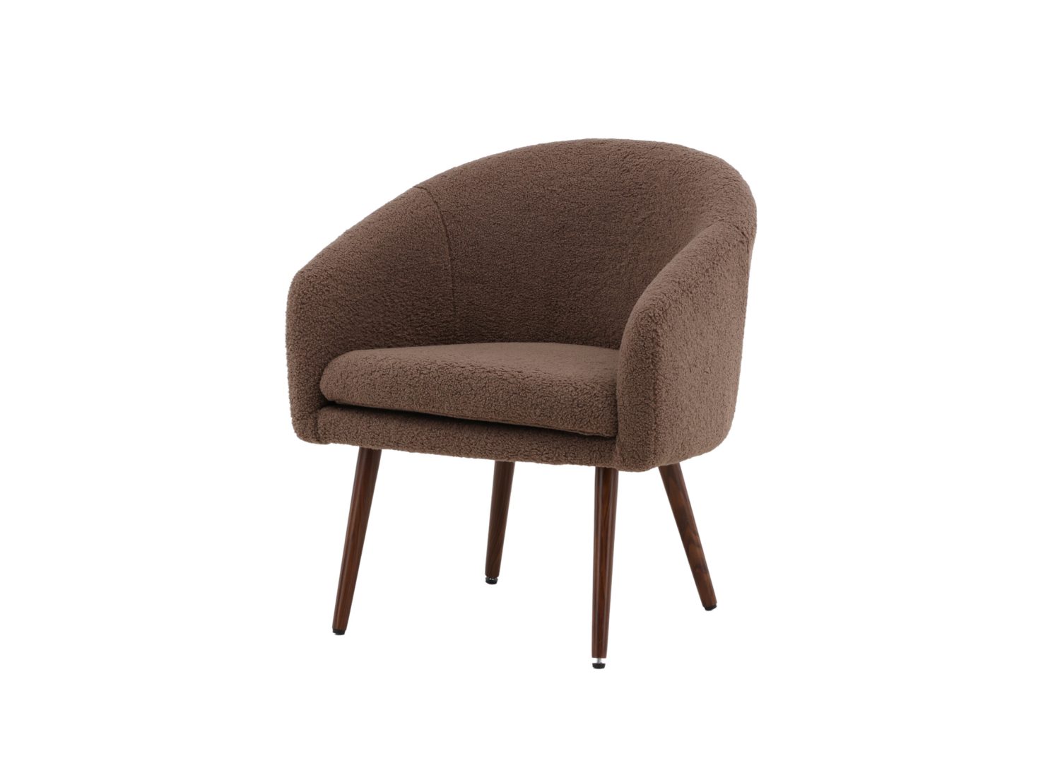 Fauteuil Wanda en tissu teddy marron vu sous un autre angle