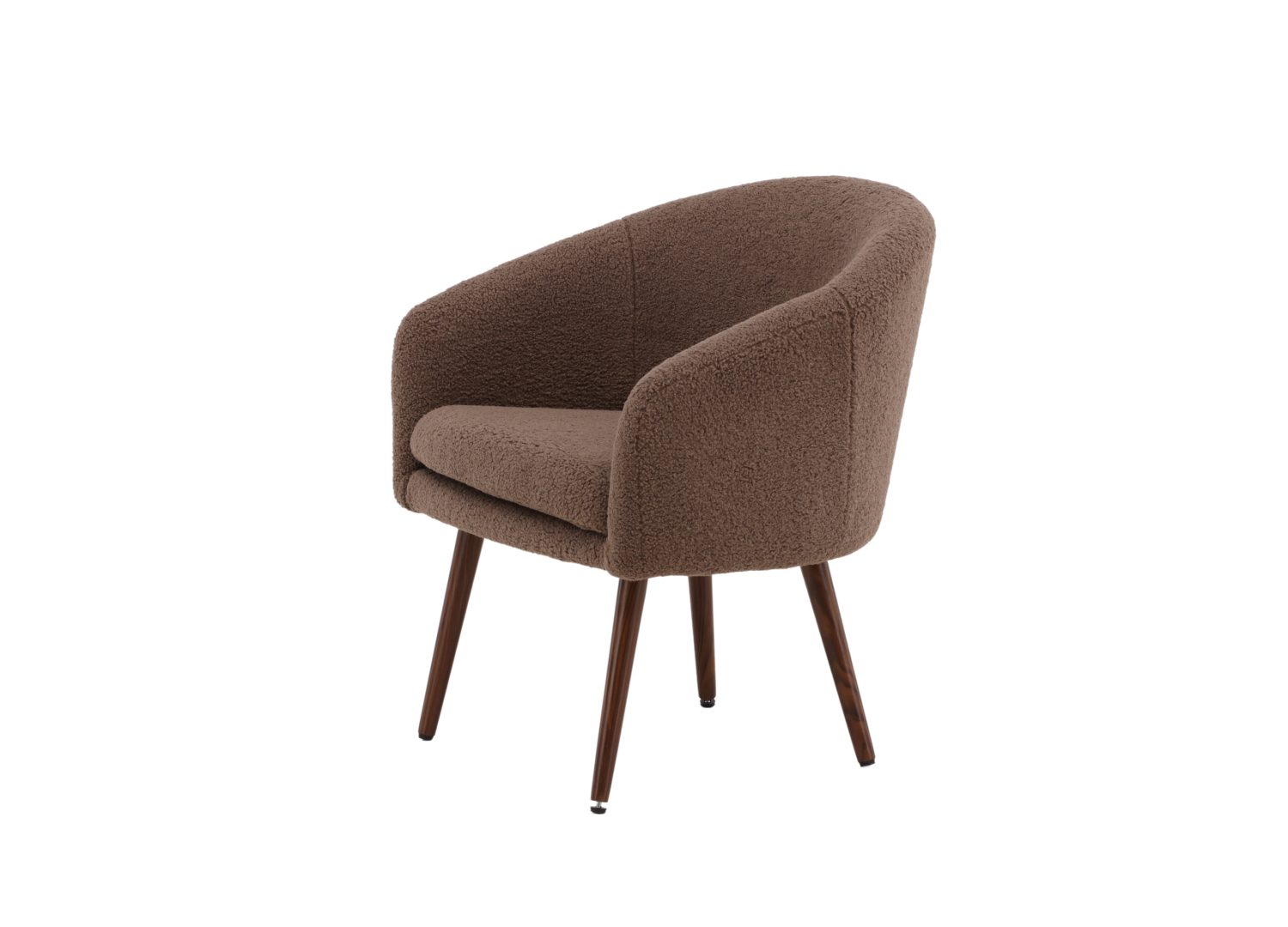 Vue produit du fauteuil Wanda en tissu teddy marron