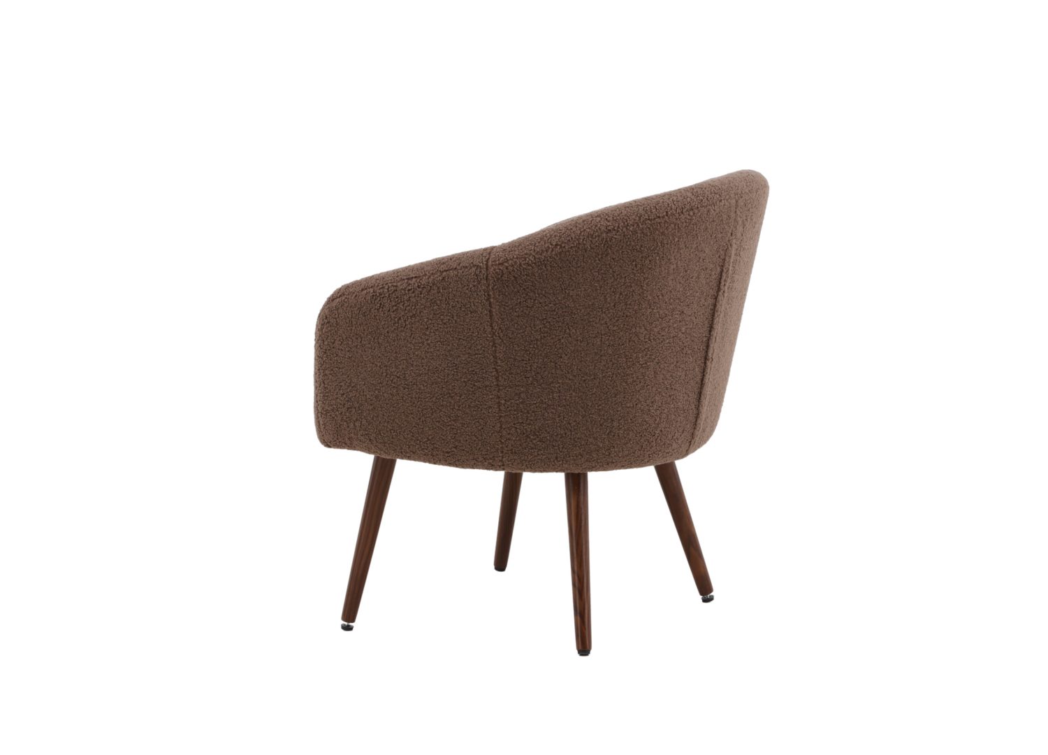 Fauteuil Wanda en tissu teddy marron vu sous un autre angle