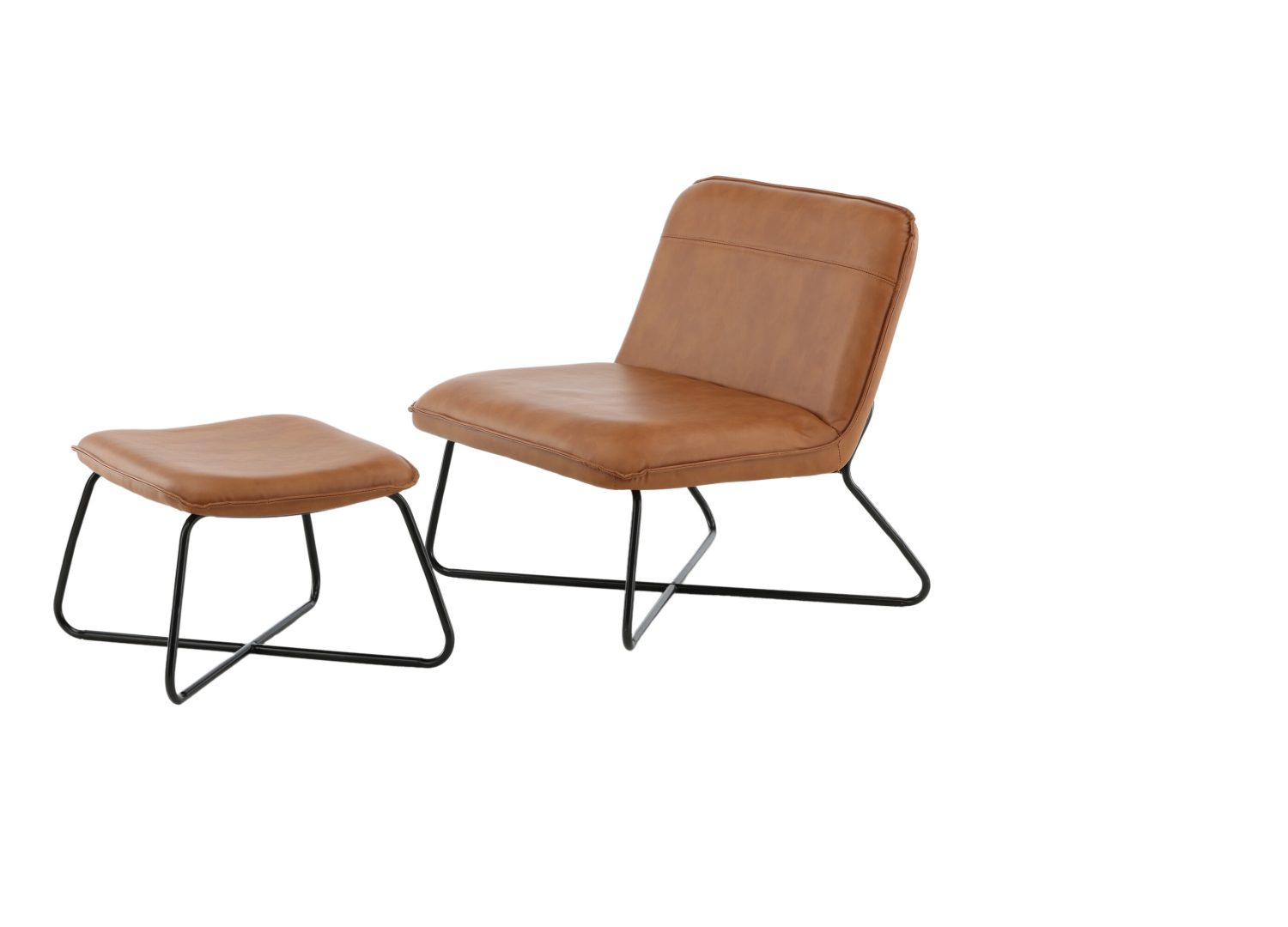 Vue produit du fauteuil X en similicuir marron