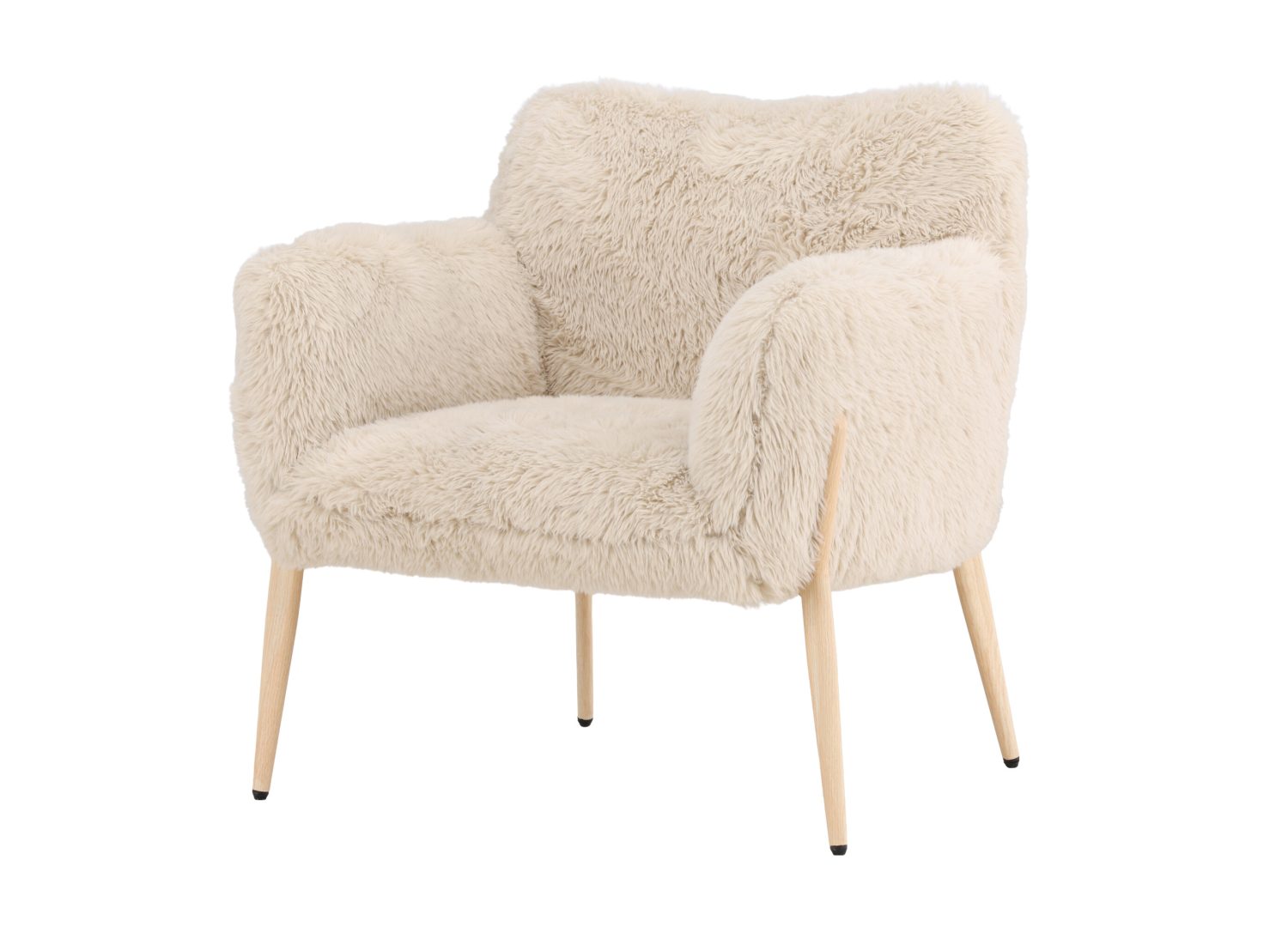 Fauteuil Zenzi en tissu beige vu sous un autre angle