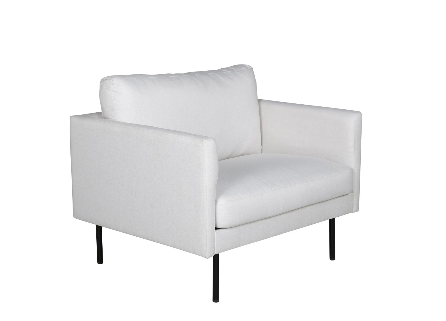 Fauteuil Zoom en tissu beige clair vu sous un autre angle