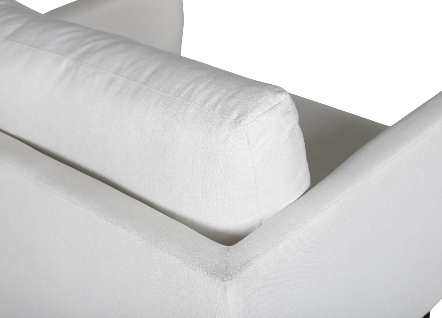 Fauteuil Zoom en tissu beige clair vu sous un autre angle