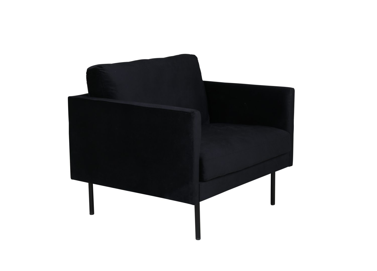 Fauteuil Zoom en velours noir vu sous un autre angle