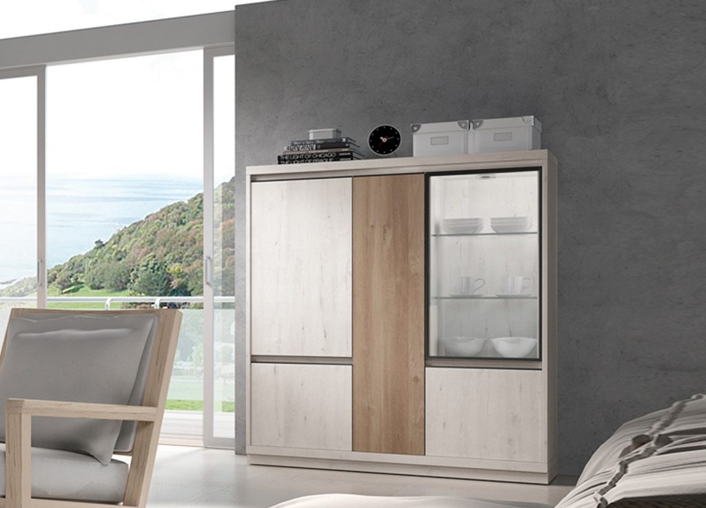 Grand Bahut contemporain en bois et verre ADEN 2920