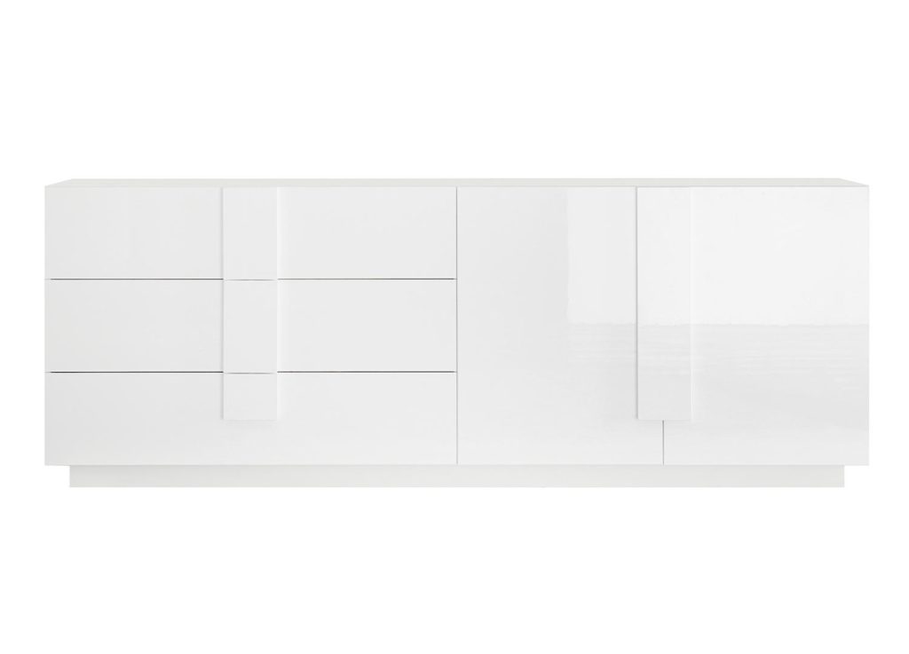 Grand buffet de salle à manger 3 tiroirs et 2 portes laqué blanc 241 cm